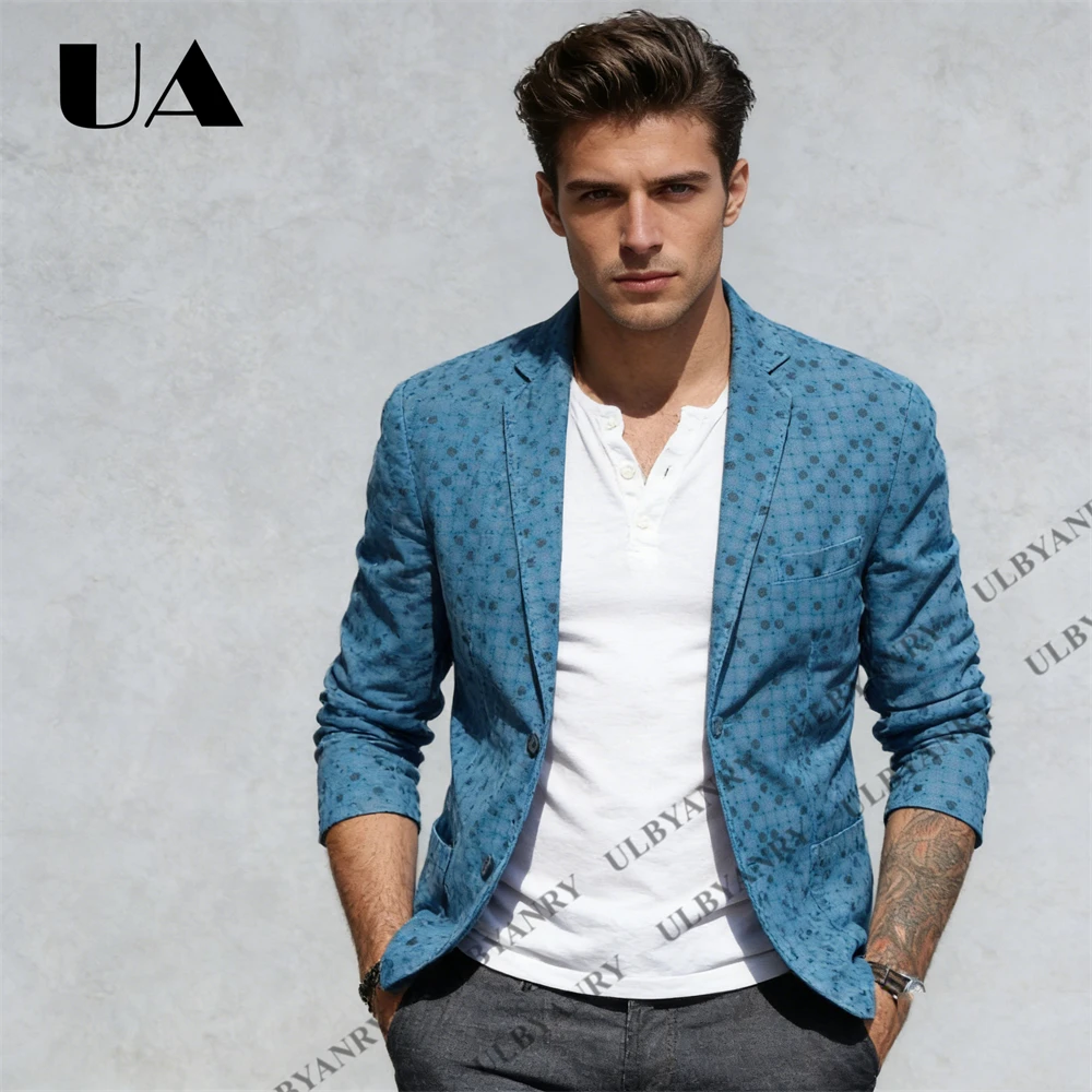 

Polka Dot Blazer Mens Slim Fit Suit Jacket Single Breasted Lightweight Suit Blazer Sport Coat Date Night Retro Party Suit