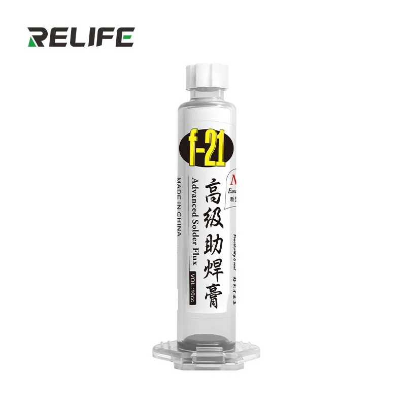 RELIFE F-21 10CC Lead-free and Halogen-free Tin Soldering Paste BGA PCB Rework Welding Flux Syringe Type Emulsified Solder