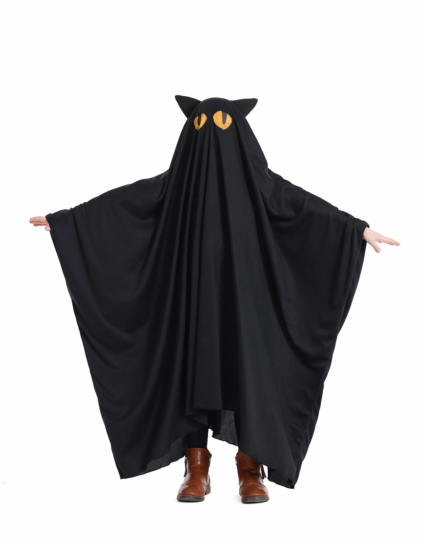 Kostüm für Kinder, Halloween-Geisterkostüm, weicher, lockerer Kapuzenmantel, süßer Kürbis, schwarze Katze, Geisterumhang, lustiges, gruseliges Party-Cosplay-Outfit 2026 – Detail 9