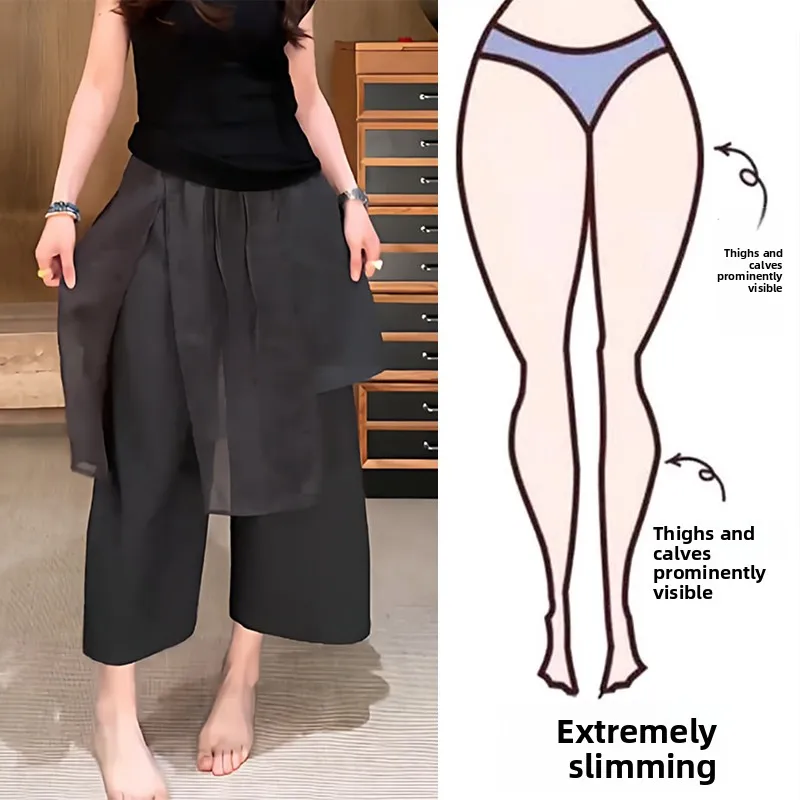 

Summer Ultra-Hot Design Casual Pants Women's plus Size 200 Pounds Slimming Wide Leg Pants Casual Loose Fit High Waist