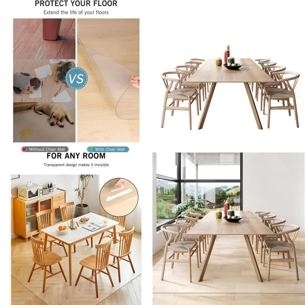 

Прозрачный напольный коврик из ПВХ 6x9 футов, водонепроницаемая защита для столовой, прочный коврик для больших дорожных зон