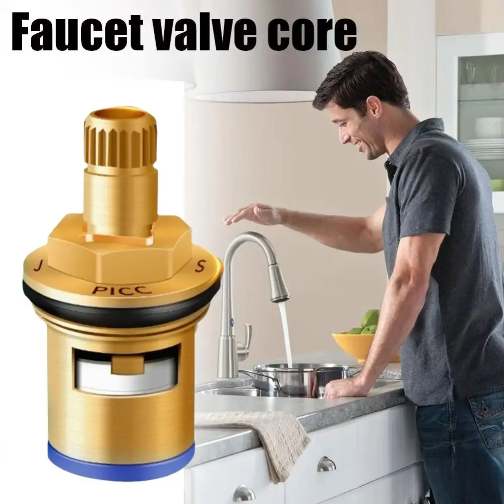 

Brass Material Faucet Valve Core Hot and Cold Threaded Design Faucet Cartridge Copper Construction Ceramic Valve