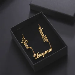 Lemegeton Personalized Multiple Names Necklace Custom Nameplate Pendant Stainless Steel Family Necklaces Fow Women Men Jewelry