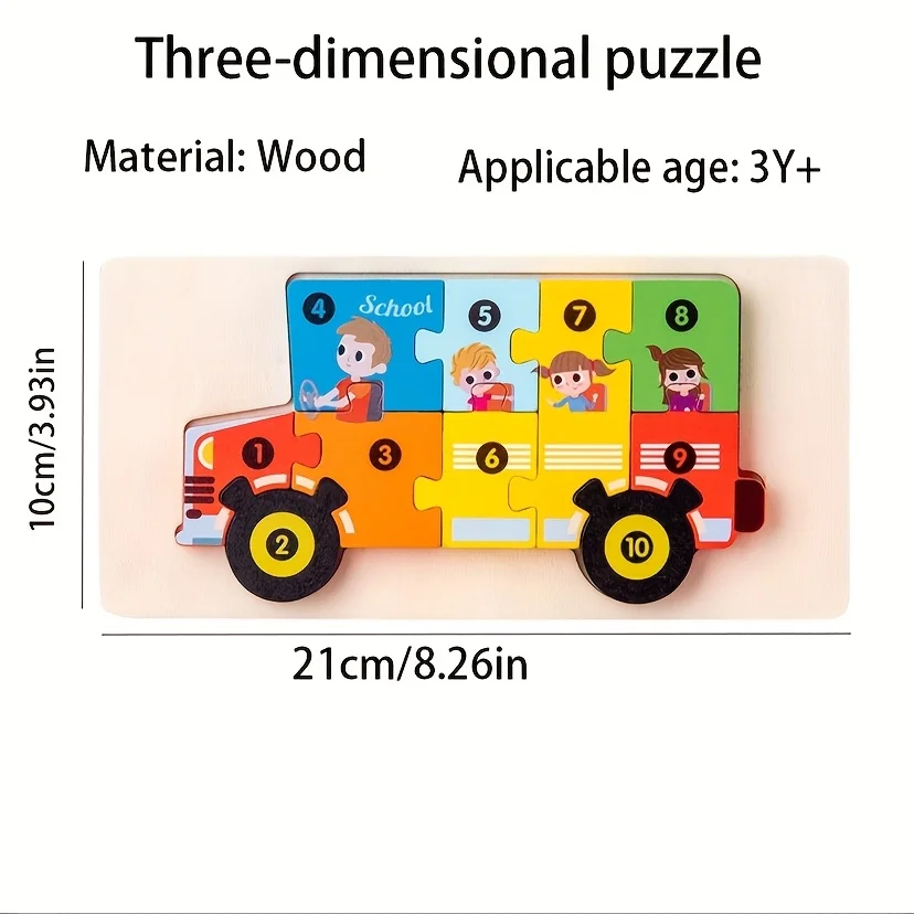 Drewniane puzzle 3D ze zwierzętami, edukacyjne, z kreskówkami, do wczesnej nauki, rozwijające poznawcze i intelektualne umiejętności, gra-puzzle dla dzieci w wieku 3+ lat, zabawki.