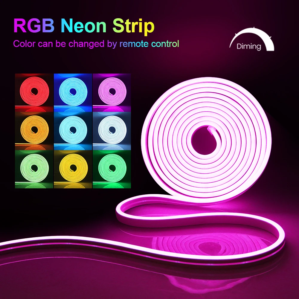 Neon RGB LED Strip Light 44Key IR Control DC 12V SMD 3535 96LEDs/m Outdoor Neon Rope Light IP67 Waterproof Led Tape for Bedroom