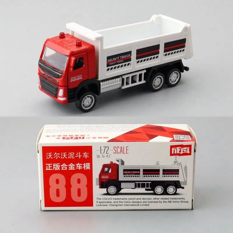 

Diecast Metal Toy Car Model 1:72 VOLVO Dumper Lorry Engineering Truck Pull Back Educational Collection Gift Kid Match Box