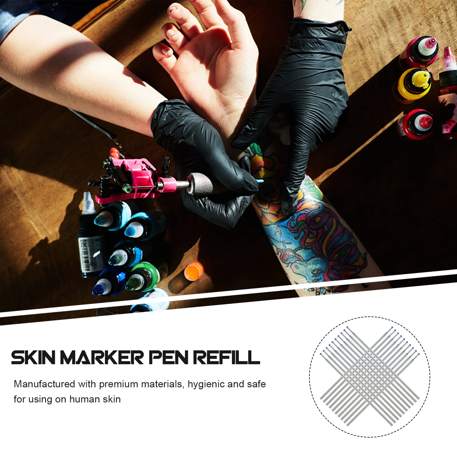 

20Pcs Tattoo Pen Refills Professional Skin Markers Clear Color Good Performance Tattooing Convenient Tattoo Markers