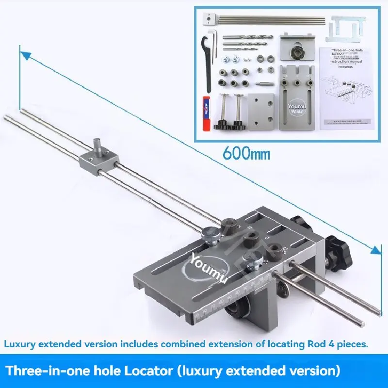 Three In One Hole Puncher Round Wooden Tenon Hole Locator Extended Woodworking Fixture Woodworking 2-in-1 Hole Puncher