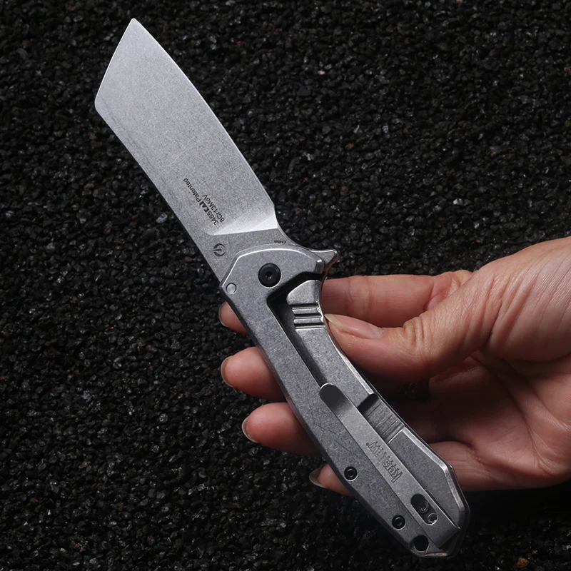 KS 3455 Steel handle with back clip design for easy carrying, fruit knife, gift, EDC convenient pocket knife, outdoor cutting kn