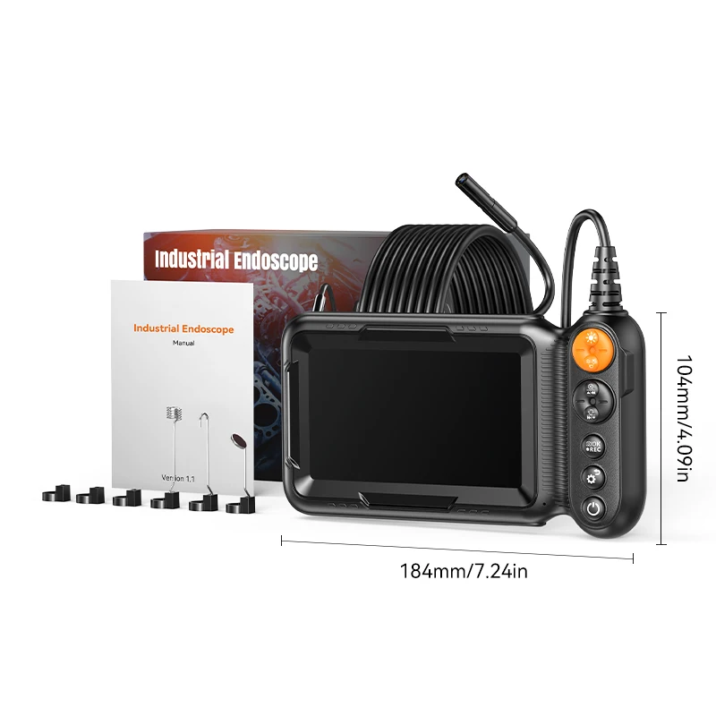 5 "IPS groot scherm industriële endoscoop 8 mm 1080P HD Dual Lens endoscoop IP67 waterdichte semi-stijve kabel pijpinspectiecamera