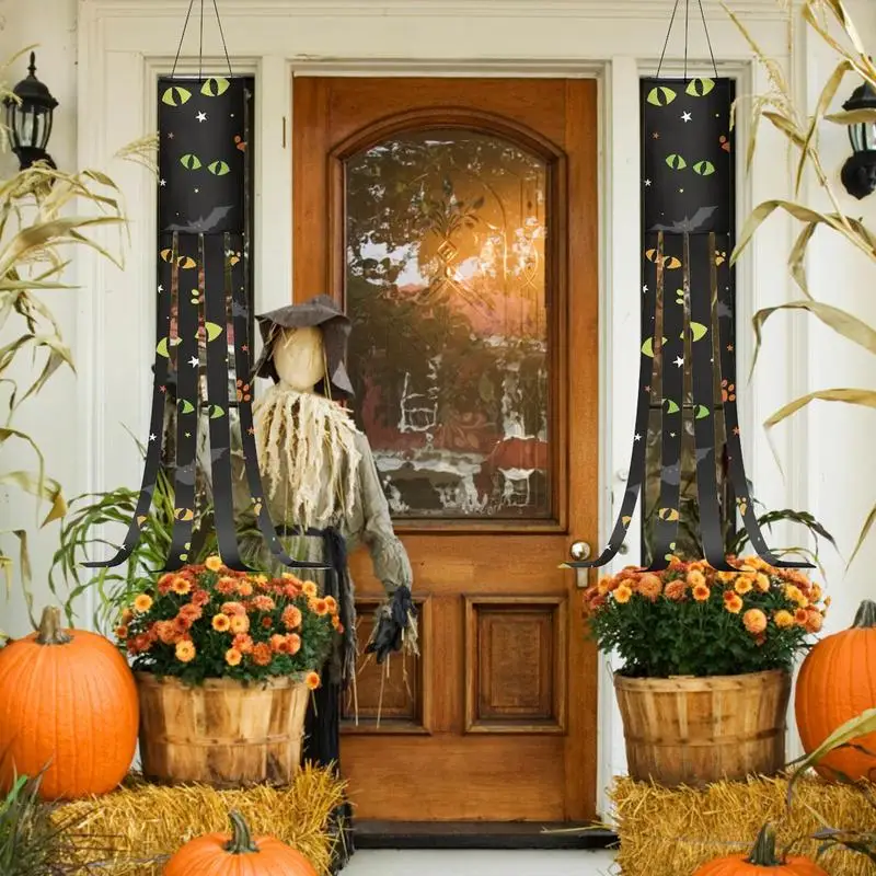 Calcetín de viento de Halloween volando Halloween Windsock decoraciones de fantasmas bandera 100Cm/39 pulgadas poliéster pancartas de Halloween fiesta de vacaciones