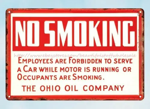 Ohio Oil No Smoking Sign metal tin sign bedroom wall art home kitchen