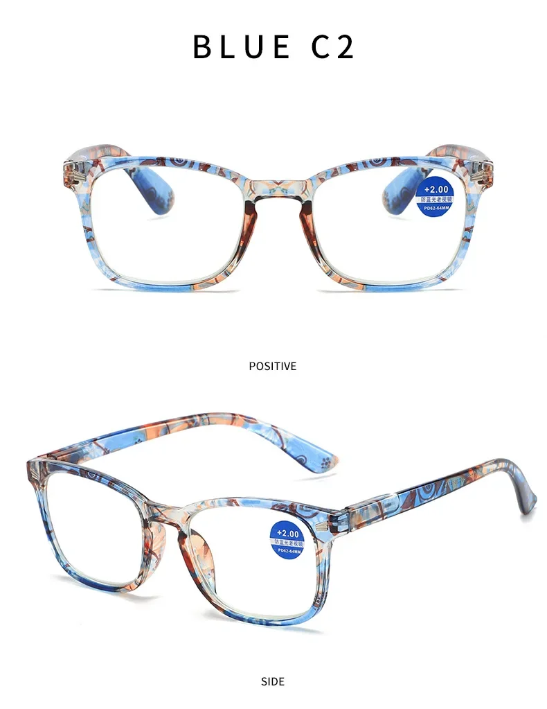 Hochauflösende Anti-Blau-Lesebrille, modische ultraleichte Presbyopie-Brille für Damen + 100 + 150 + 200 + 250 + 300 + 350 + 400 – Detail 10