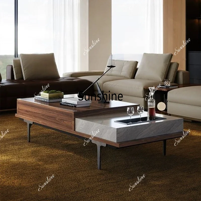 

Italian minimalist medieval small apartment living room square tea table high-end coffee tableTJ