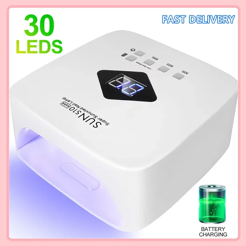 

Профессиональная перезаряжаемая УФ-светодиодная лампа для ногтей, беспроводная УФ-лампа для машины для гелевых ногтей со съемным дном, 4-таймерная настройка, инструмент для ногтей