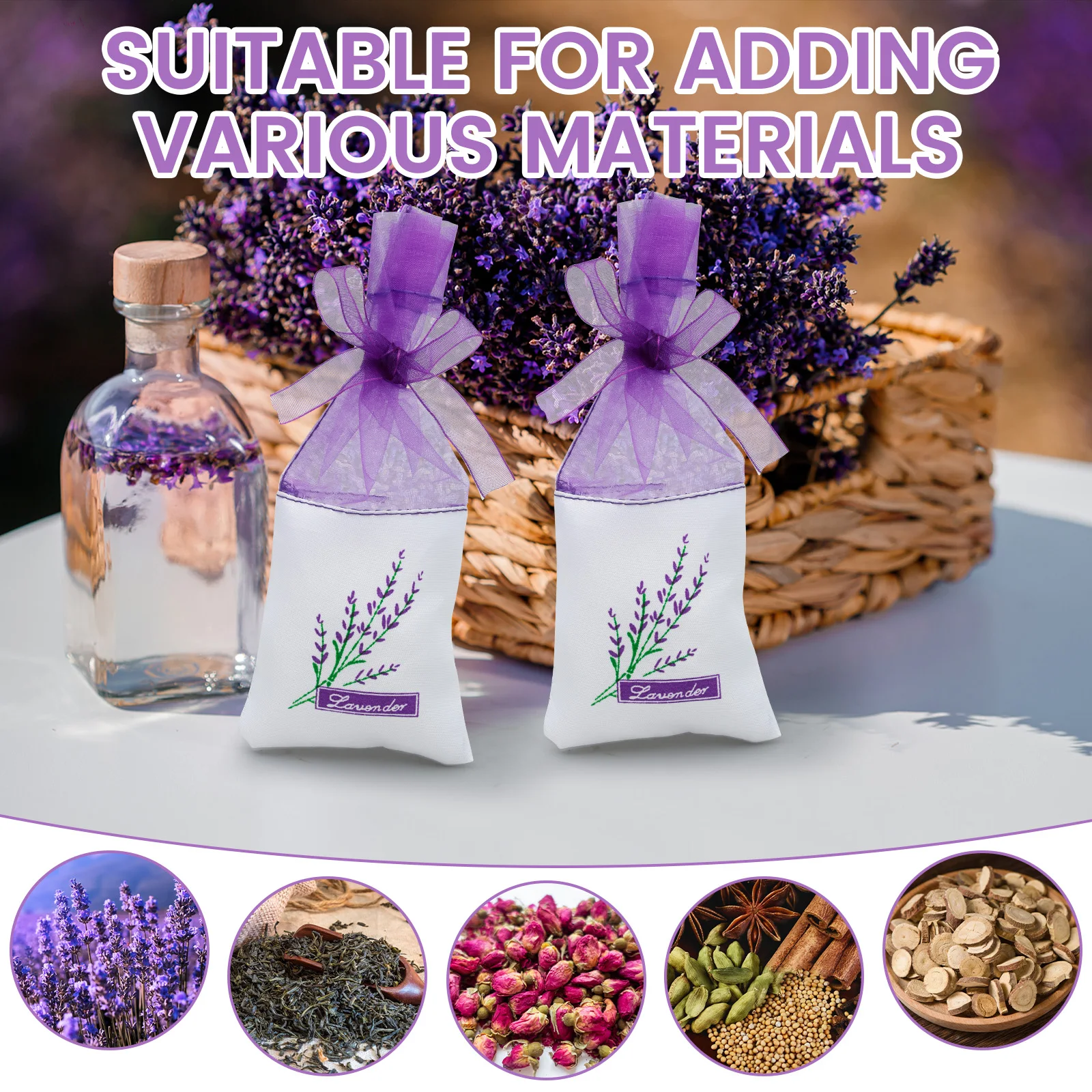 100 قطعة الشاش الخزامى حقيبة فارغة 7x17 سنتيمتر الجافة زهرة حقيبة التخزين مع الرباط إغلاق تنفس التوابل الكيس حقيبة لخزانة الملابس