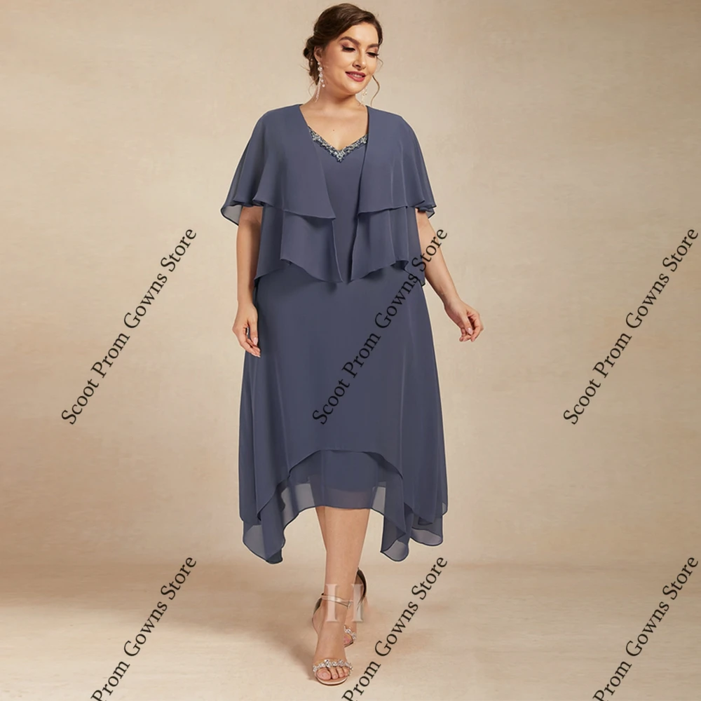 

Plus Szie Mother of Bride Dresses Short Sleeve Wedding Party Dresses for Women 2025 Summer New Chiffon Beach Robe De Soirée