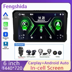 Carplay Motorcycle Android Auto GPS Navigation For Moto IPX8 Waterproof Multimedia Digital Dashboard Display Screen Monitor Bike
