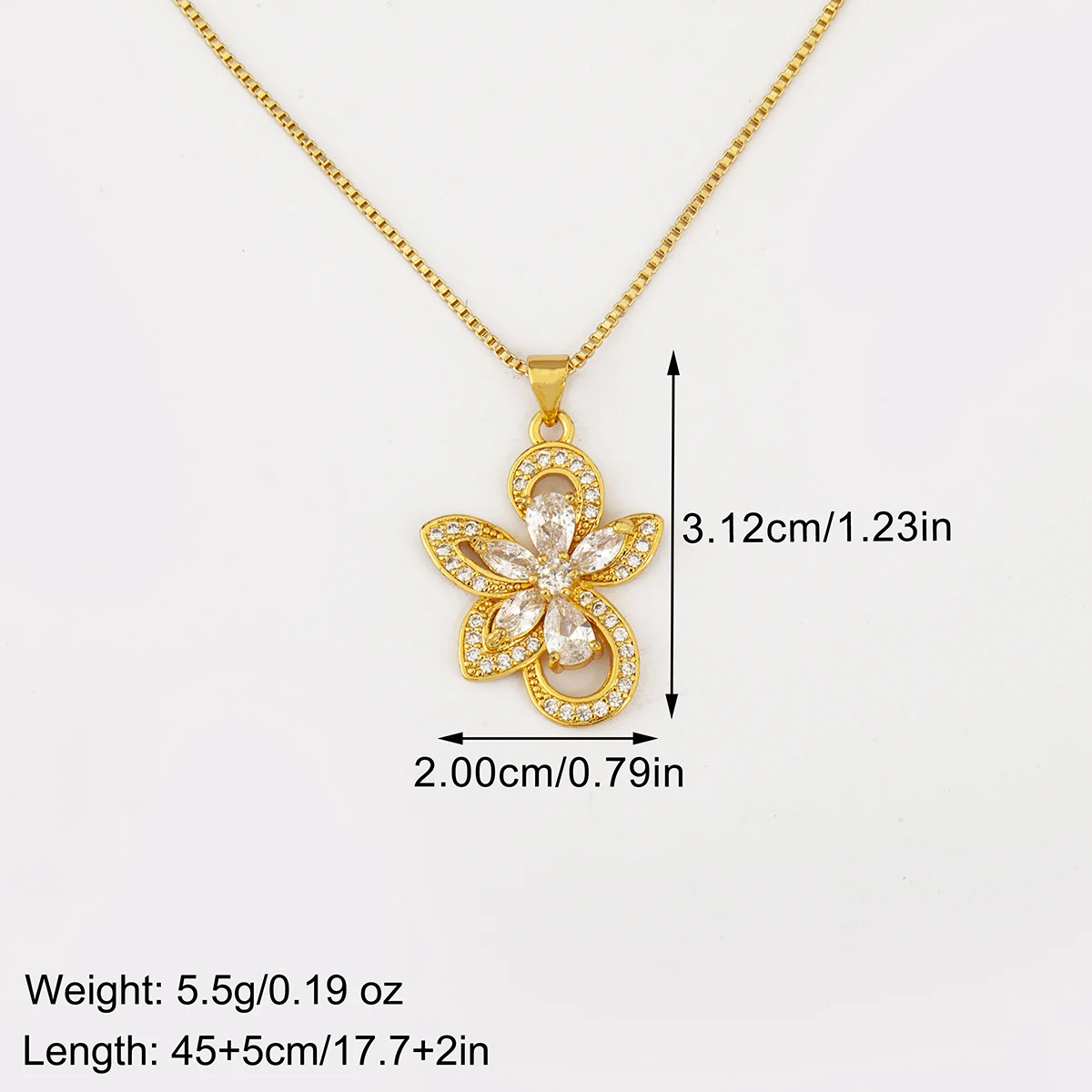 Nidin Multicolor Cubic Zirconia Flower Pendant Necklace For Women Luxury Hollow Floral Chain Link Wedding Party Jewelry Gifts