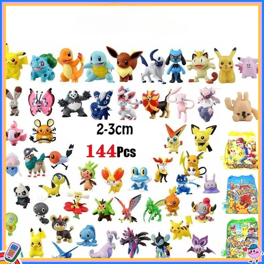 

144pcs Pikachu Action Figure Toys Mini Figures Model Toy Pikachu Anime Kids Doll Birthday Christmas Gifts