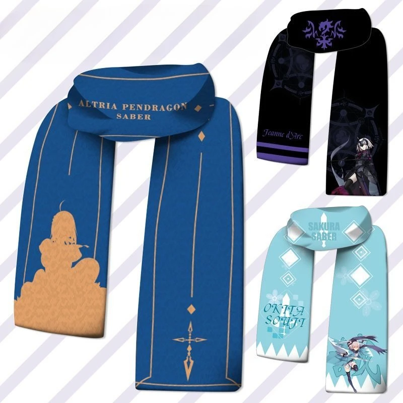 Fate Game Anime Cartoon Print Warm Soft Scarf Saber Altria Pendragon Cosplay Ruler Okita Souji  Birthday Gift