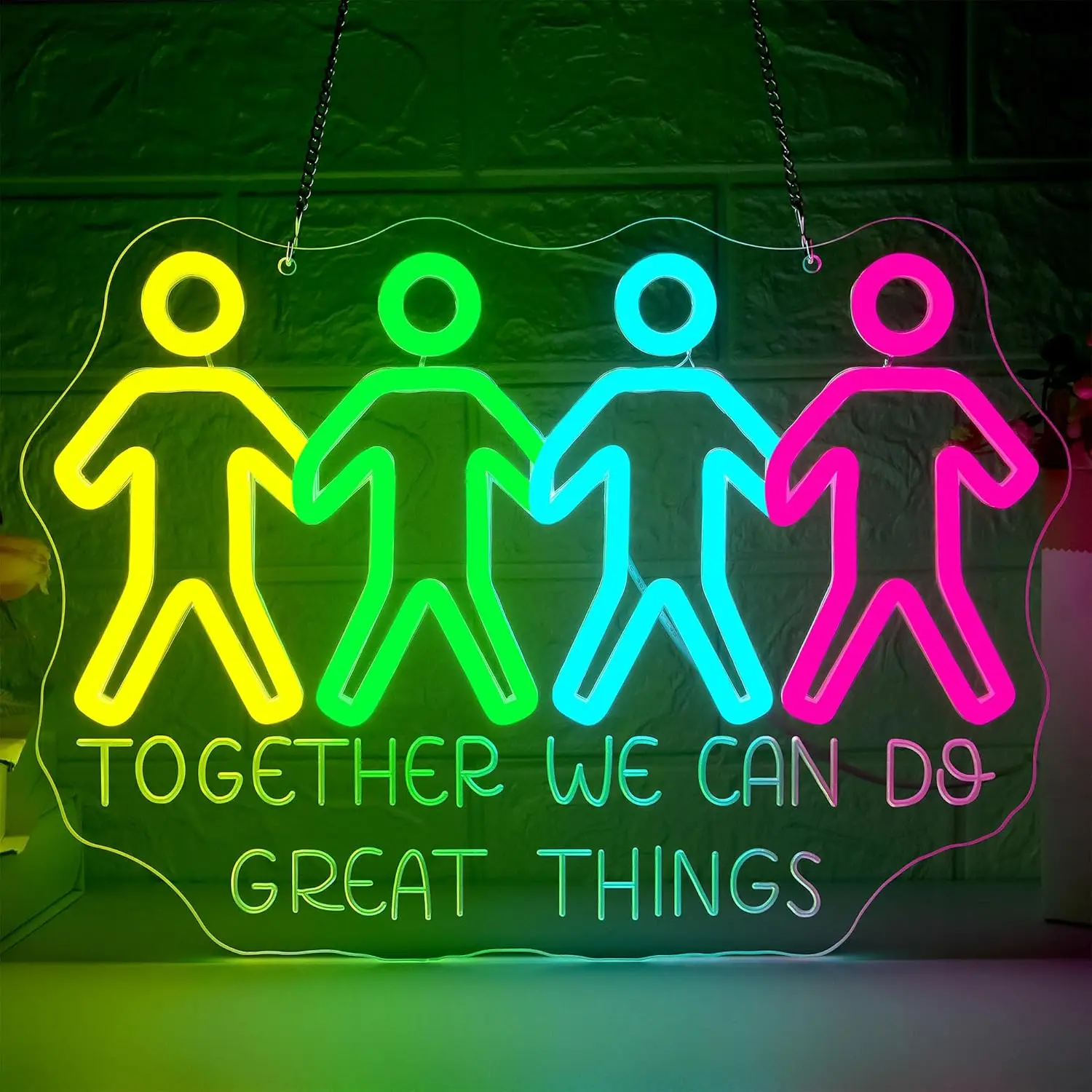 

"Together We Do Great Things" Neon Sign USB Inspirational Slogan LED Neon Light for Classroom Library Bedroom Decoration Gift