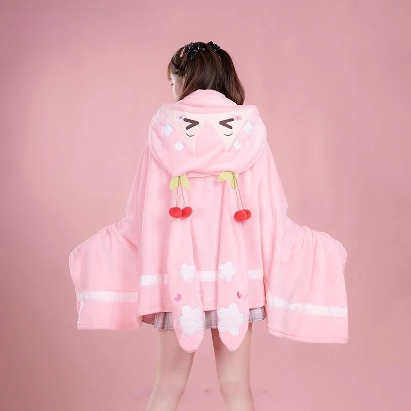 Kawaii Hatsune Miku couverture Anime mignon étudiant avec oreilles dessin animé cape à capuche doux garder au chaud flanelle fille châle Festival cadeau
