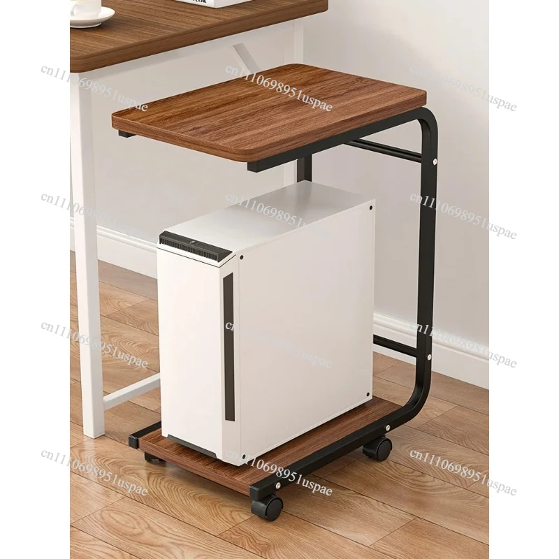 Desktop Computer Host Bracket with Pulley Main Box Base Movable Integrated Storage Rack Printer Rack