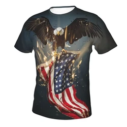 American Eagle T-Shirt for Men 3D Printed Patriot American Flag Shirt Top Sports Run Top American Street Features Plus Size Top