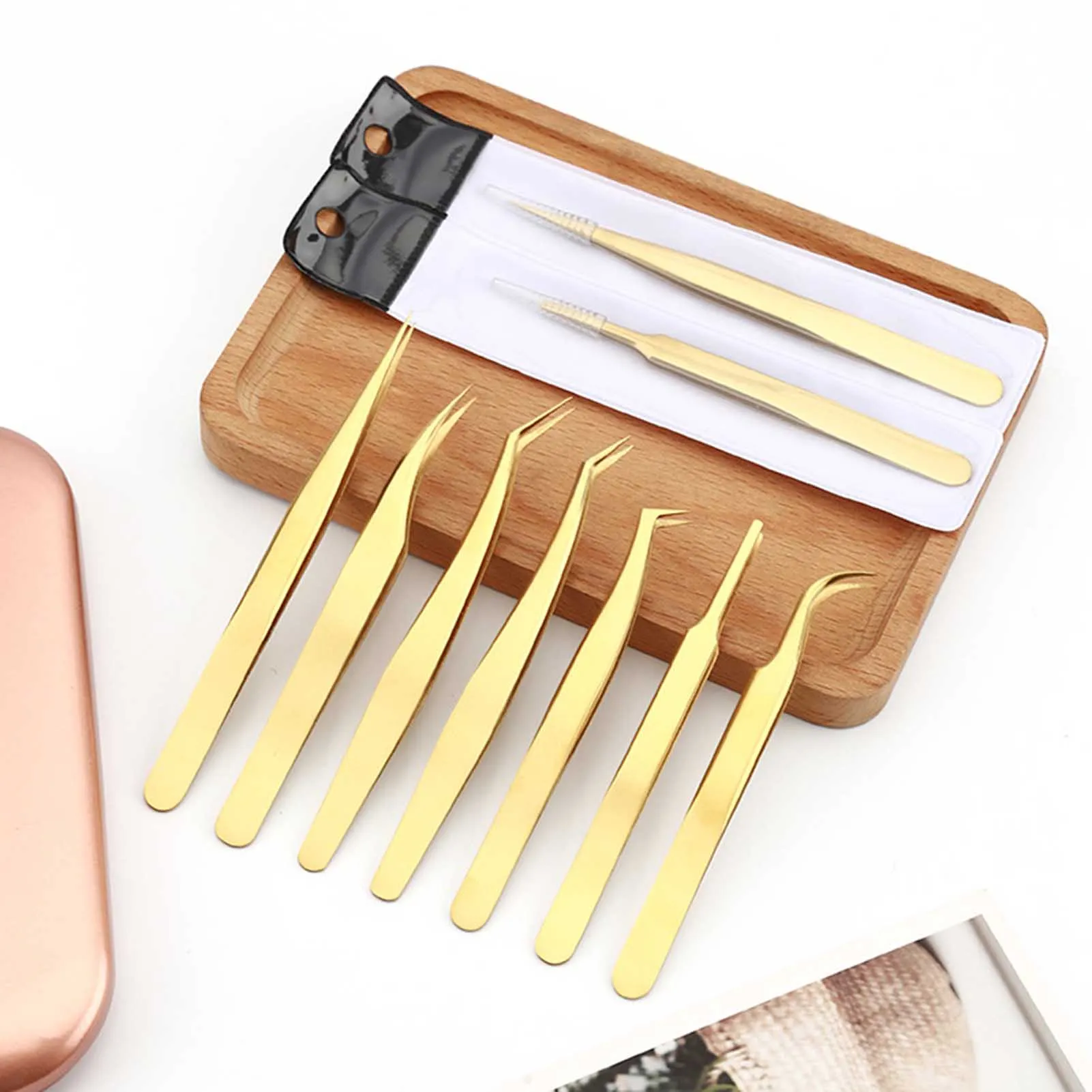 COTREMYP Professional Eyelash Extension Tweezers Titanium High Precision Salon Lashes Application Hair Removal tools makeup