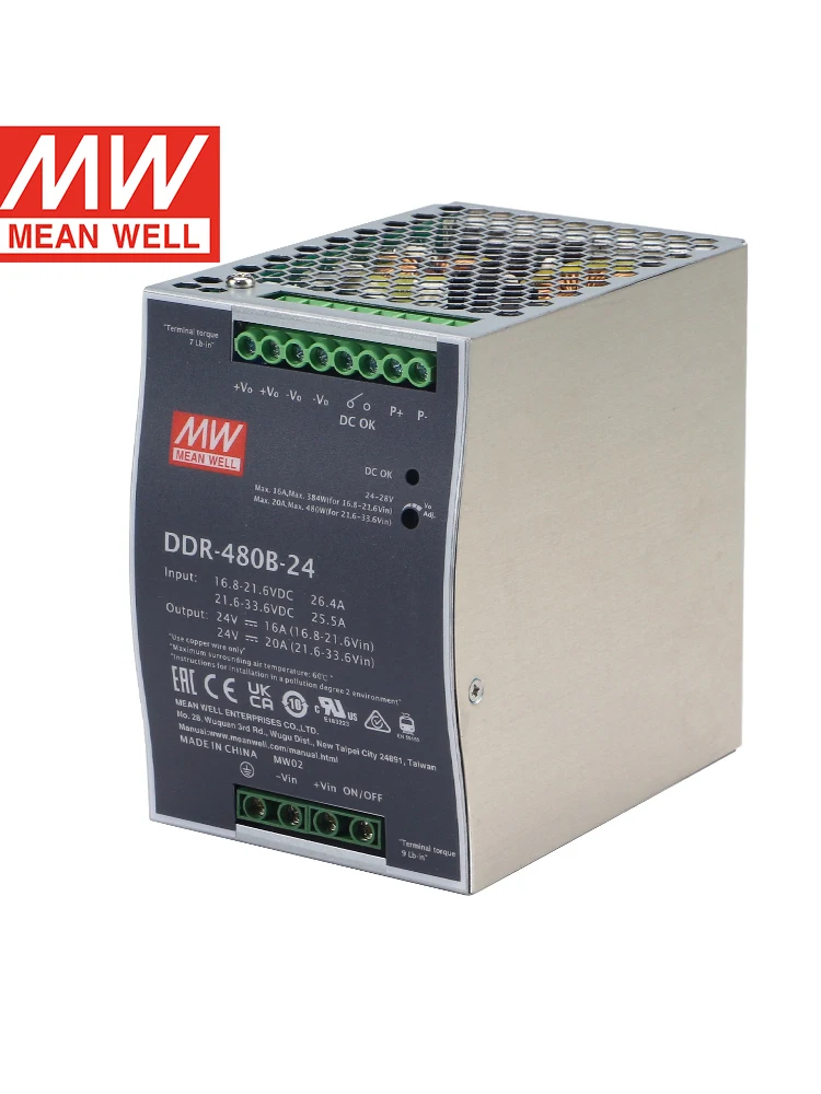 

DDR-480B-24 DC-DC Din Rail Type Meanwell Converter 5V Meanwell 15W 18~75VDC Input for Industrial Control adjustable Power Supply