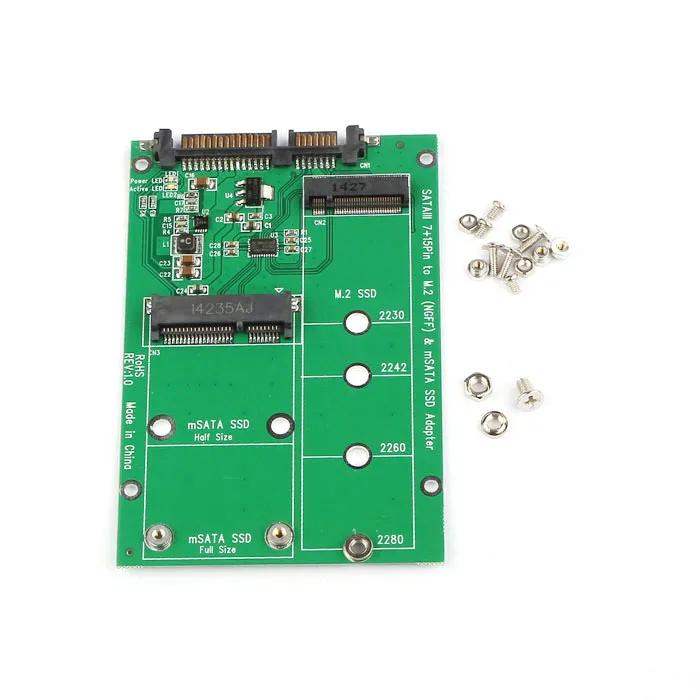 Cablec SATA 3.0 III 어댑터 컨버터 PCBA-2 in 1 콤보 미니 PCI- E 2 레인 M.2 NGFF 및 mSATA SSD