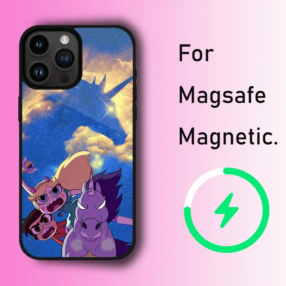 MINISO S-Starvs theForces of Evil PhoneCase For iPhone 11 12 13 14 15 Max Plus Pro Wireless Magnetic Magsafe Charging Shell