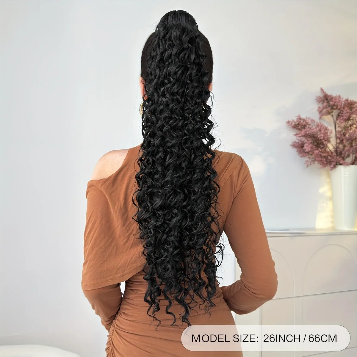 1 piece of synthetic ponytail wig suitable for women's daily wear. The large clip is easy to hold the hair. Black, brown, wine r
