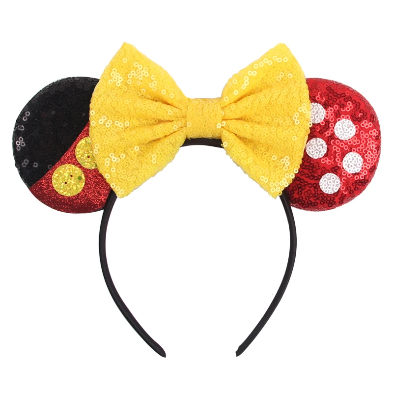 Disney Black Mouse Ears Headband For Girls 5"Bow Party Hairband Festival DIY Hair Accessories Femme