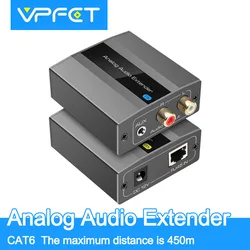 Analog Audio Extender RCA 3.5 mm Stereo Over Ethernet Single Cat5e/6/7 Cable up to 1475 Feet (450 m) Converter Adapter Vpfet