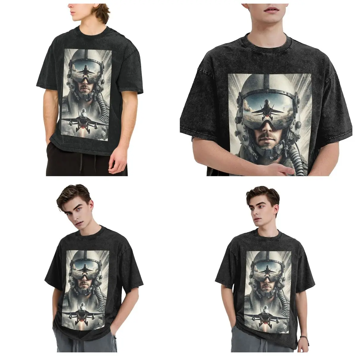 Streetwear T-Shirts Modern Tom Cruise Movie Top Gun Maverick Washed T Shirt Short Sleeve Hip Hop T-Shirt Tops Tees for Men Women