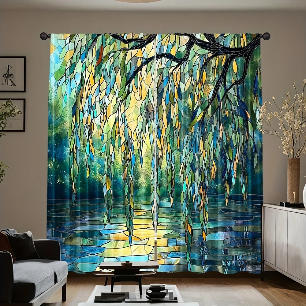 Highly Decorative Leaf Pattern Curtains Bohemian Tropical Nature Window Treatment Blackout Energy Saving Waterproof Shower Curta