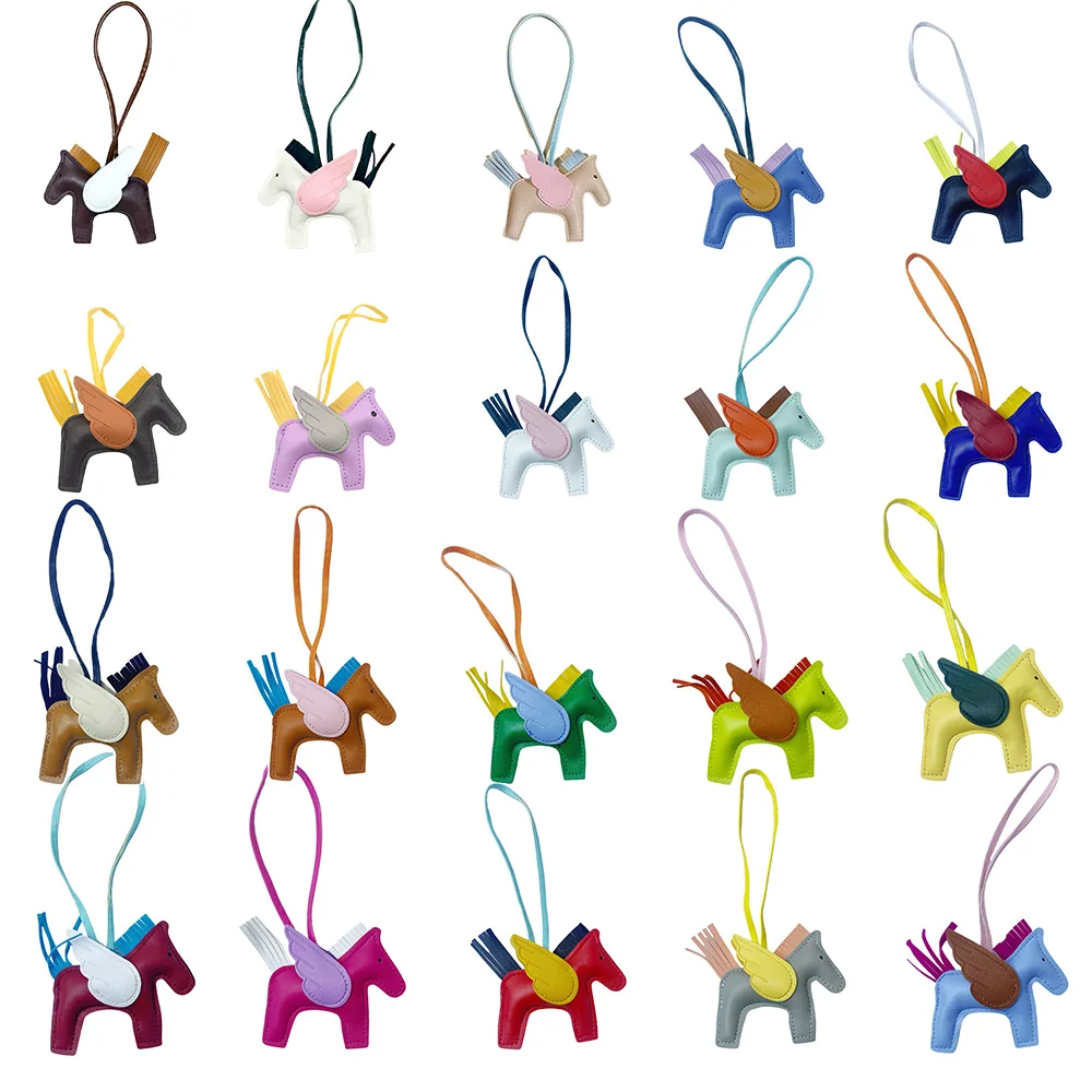 Cute Pegasus Keychain for Women, Fantasy Little Pegasus PU Leather Bag Charm, Angel Wing Car Key Accessory,Mobile Phone Charm