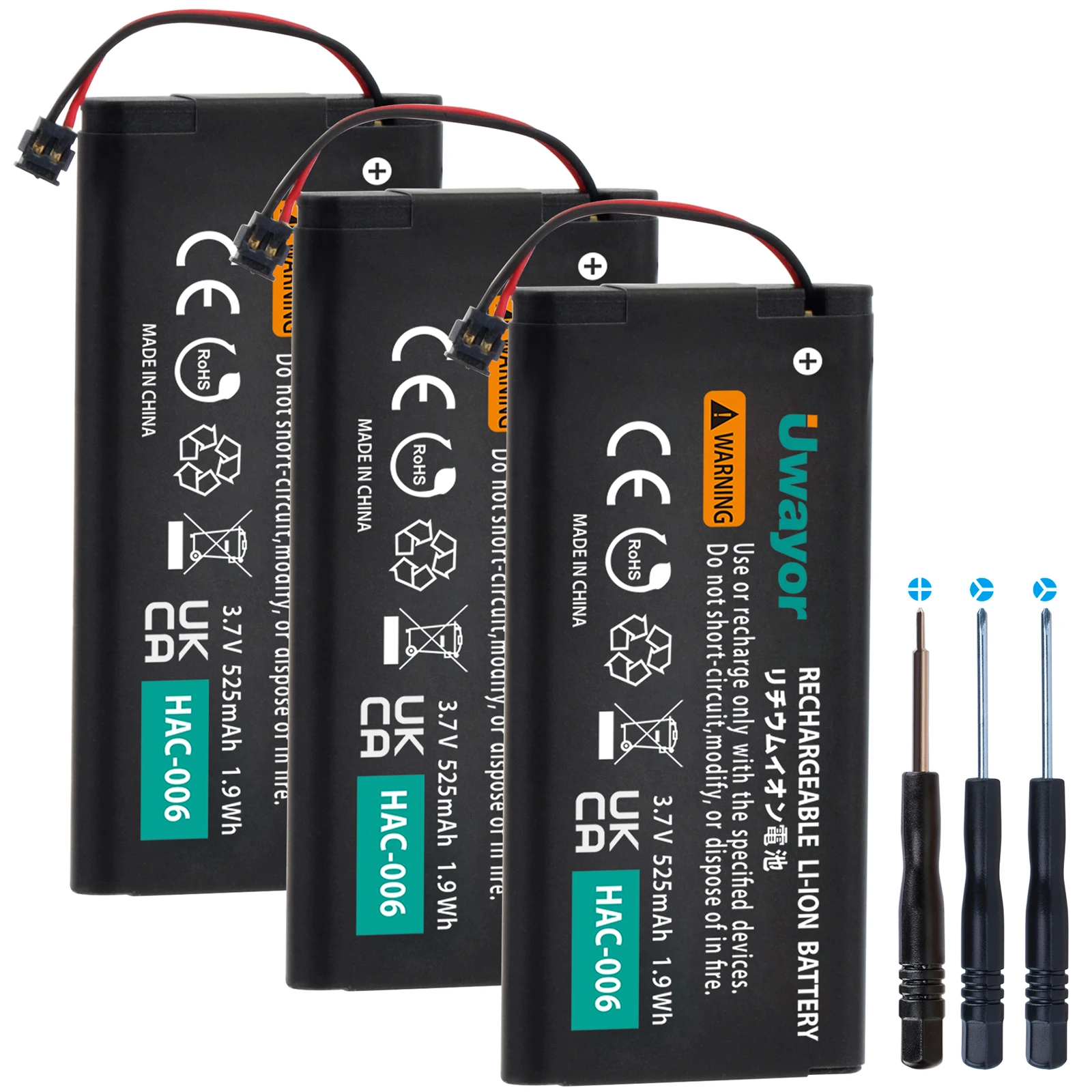 

525mAh HAC-006 Battery for Nintendo Switch HAC-015 HAC-016 Joy-Con Controller, Joycon Replacement Batteries HAC-A-JCR-C0 Bateria