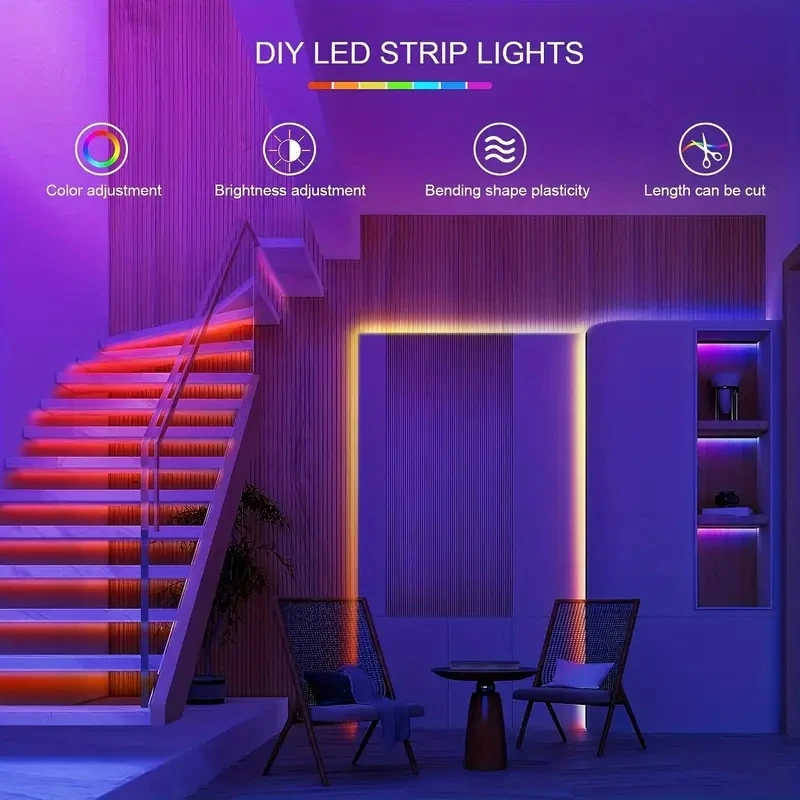 100ft/50ft LED Strip Lights, Smart LED Lights For Bedroom, BT LEDLights APP Control, Dly Multiple Colors On One Line