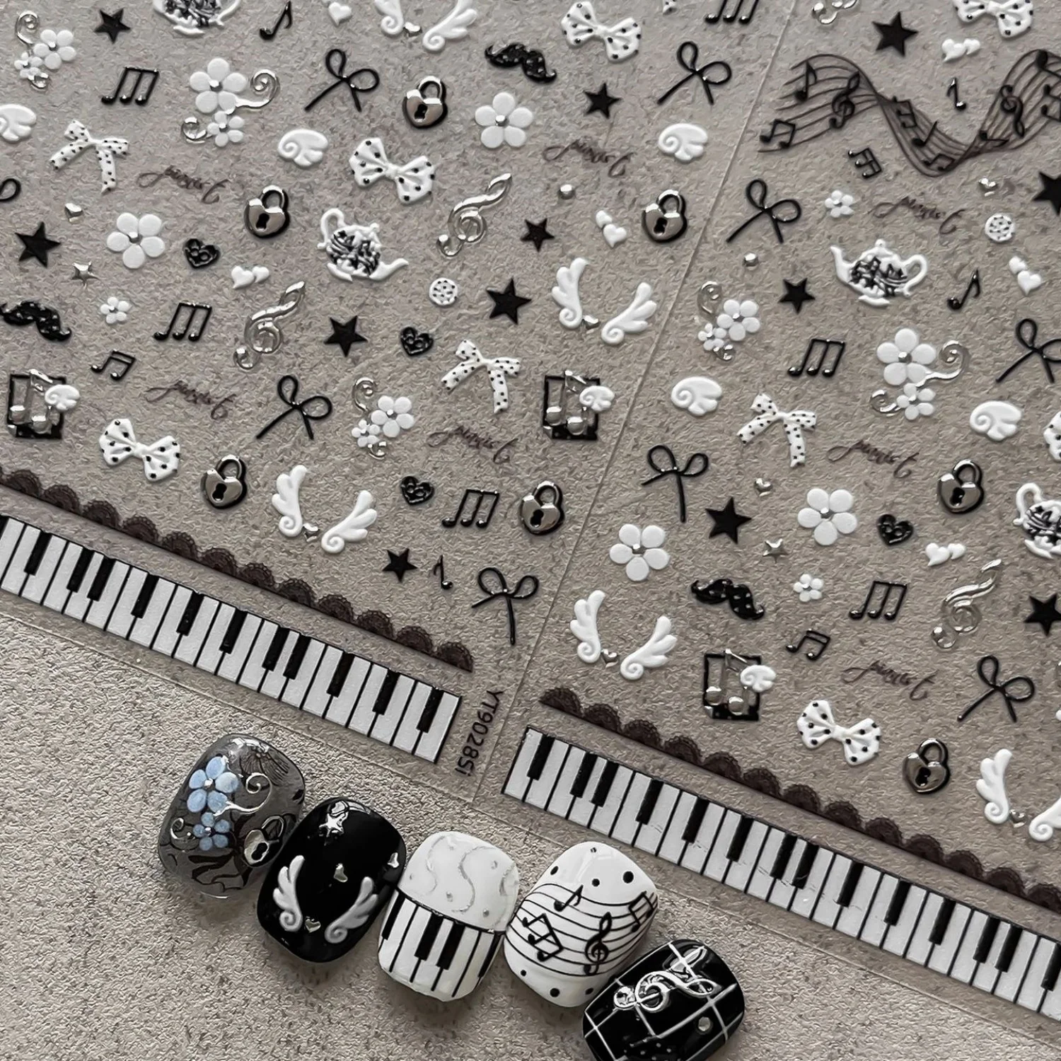 Audio Music Notes - Autocollants pour ongles 5D sur le