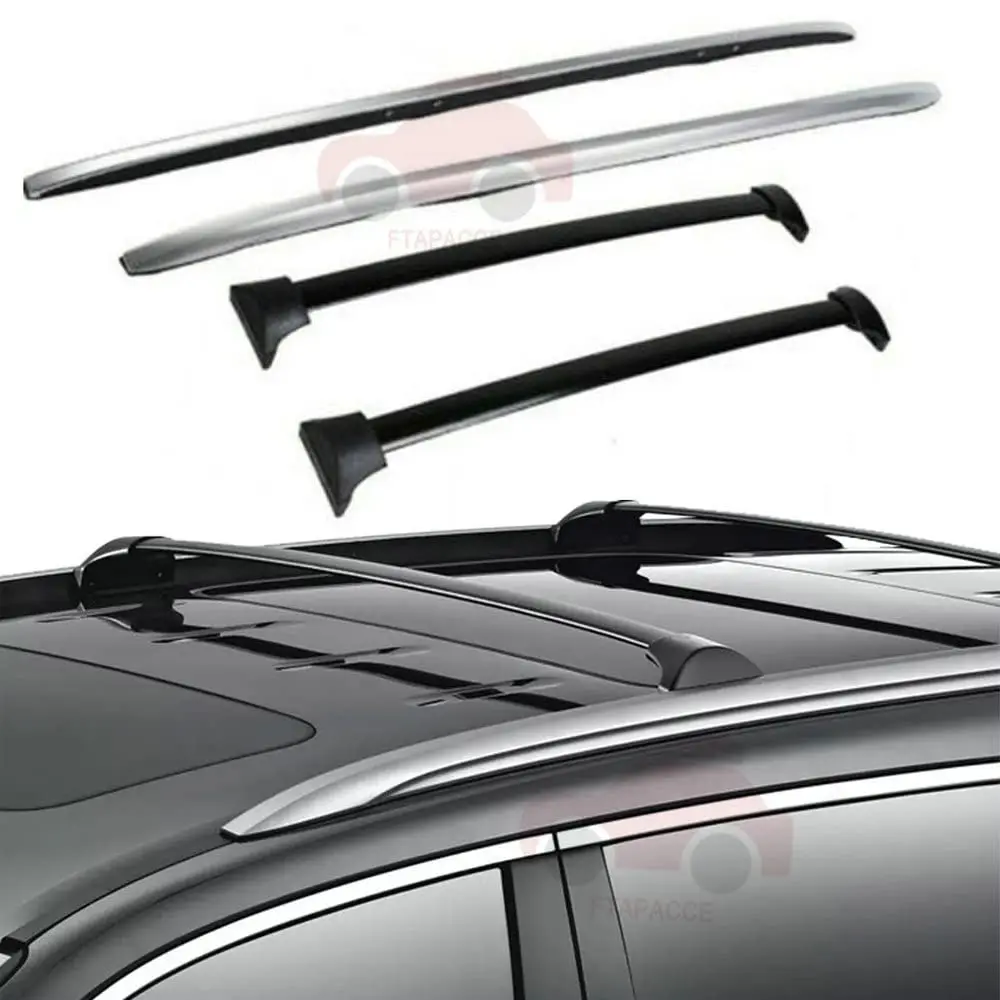 FTAPACCE 4PCS Roof Rail Racks +Cross Bars Luggage Carrier Set Fits for Acura MDX 2014-2021 (Silver RR+Black CB)