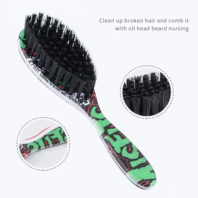 Double-sided Professional Barber Neck Dusting Horse Hair Brushes Oil Head Brush Face Mustache Salon Cleaning Hair Cutting Comb