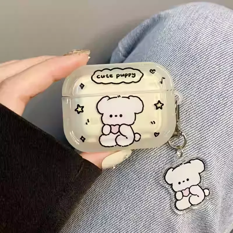 

Cute Cartoon Love Bear Cover For AirPods 4 Pro3 Earphone Case For Airpods Pro2 Pro3 2 4 Protective Cases with Keychain 2025