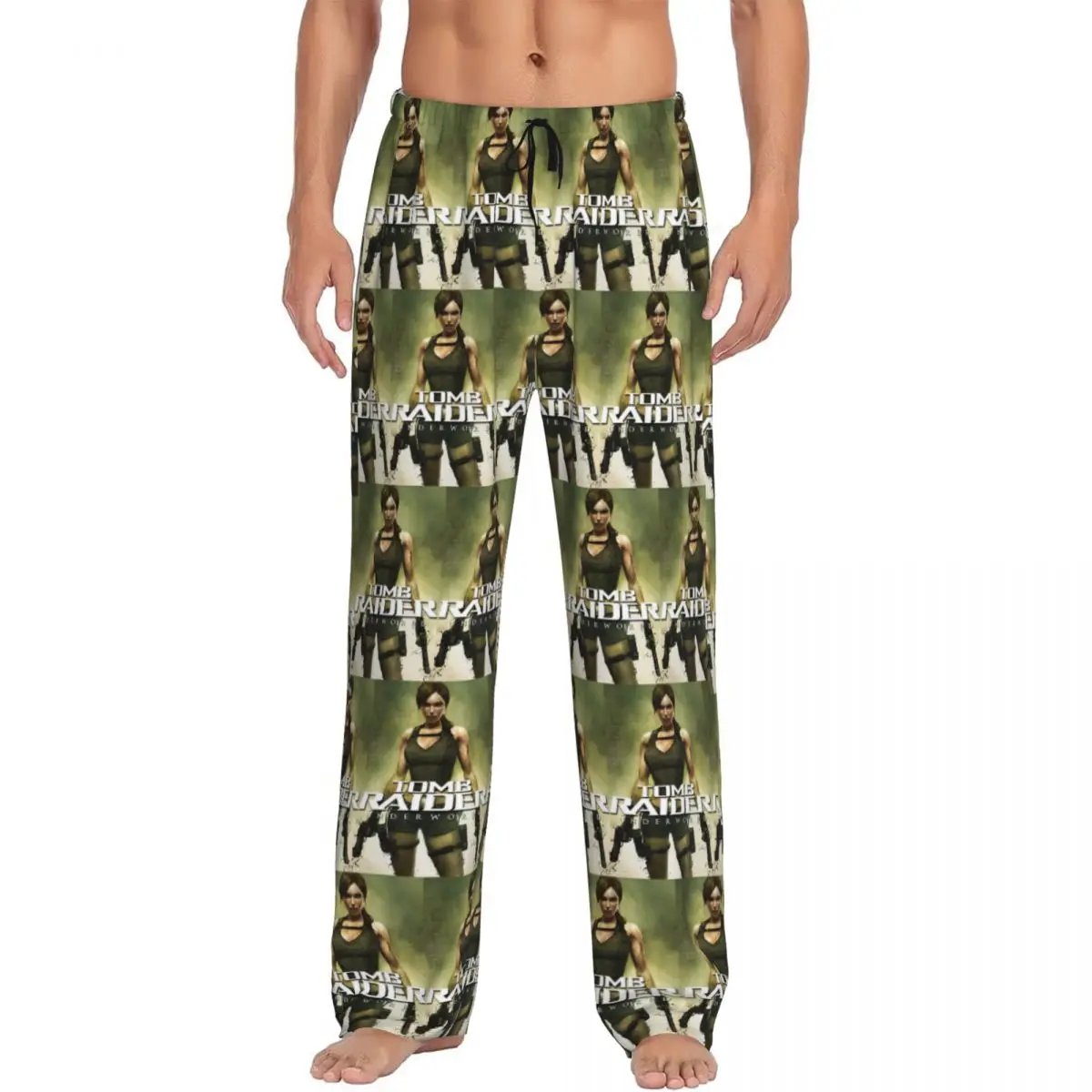 

Tomb Raider Lara Croft Games Angelina Jolie Gaming Rise Reboot Croft Manor Pajama Pants Men Sleepwear Sleep Lounge Bottoms