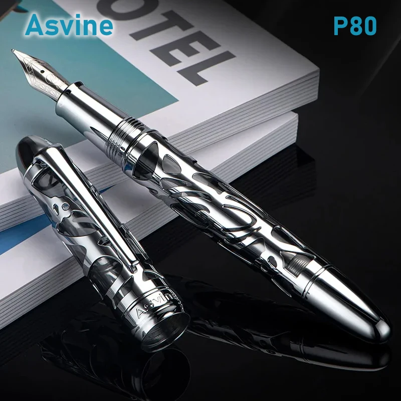 

Asvine P80 Поршнева авторучка EF/F/M Nib Luxury Spider Skeleton & Transparent Acrylic Office School Writing Supplies Канцтовари