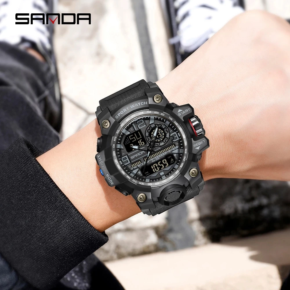 SANDA Korean fashion trend outdoor leisure waterproof multi-function Electronic Watch in the university student Ladies Watch