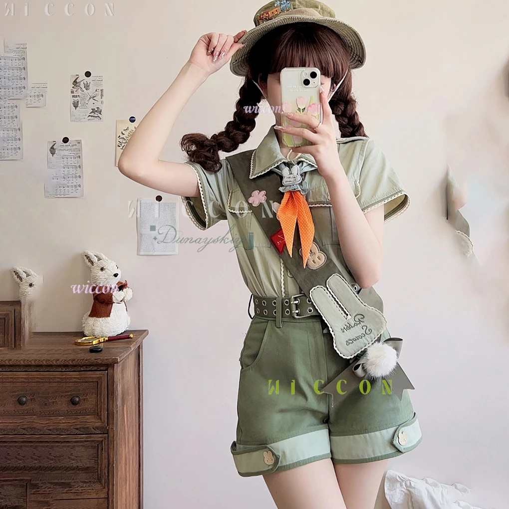 ชุดฮาโลวีน ชุดกระต่ายสไตล์ญี่ปุ่น ชุดโลลิต้าสีเขียว กระโปรงสั้นเอวสูง ชุดงานคาร์นิวัล สำหรับผู้ใหญ่