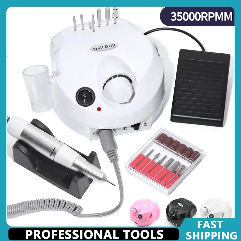 

35000RPM Electric Nail Drill Machine Cutter Set Nail Gel Polisher Nail Tools Salon Equipment Strong Polishing Tool Nail File Kit